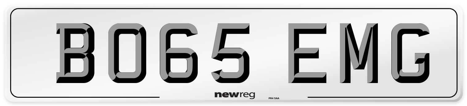 BO65 EMG Number Plate from New Reg